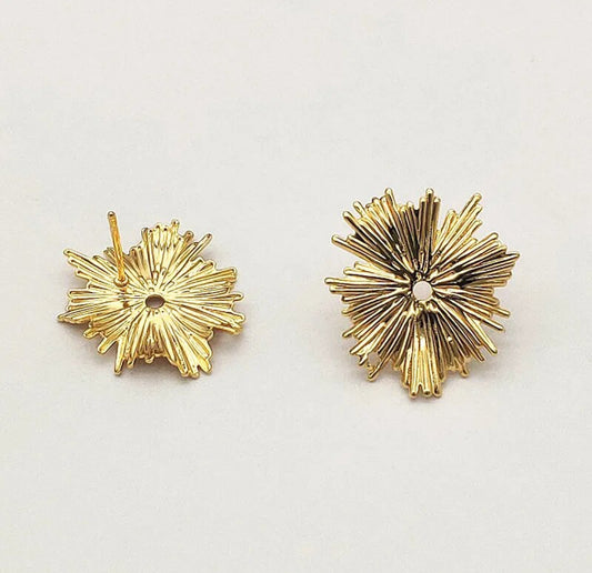 Copper Leaf Earring Stud Connector 18k Gold Color (10pc/pack) 5 pairs