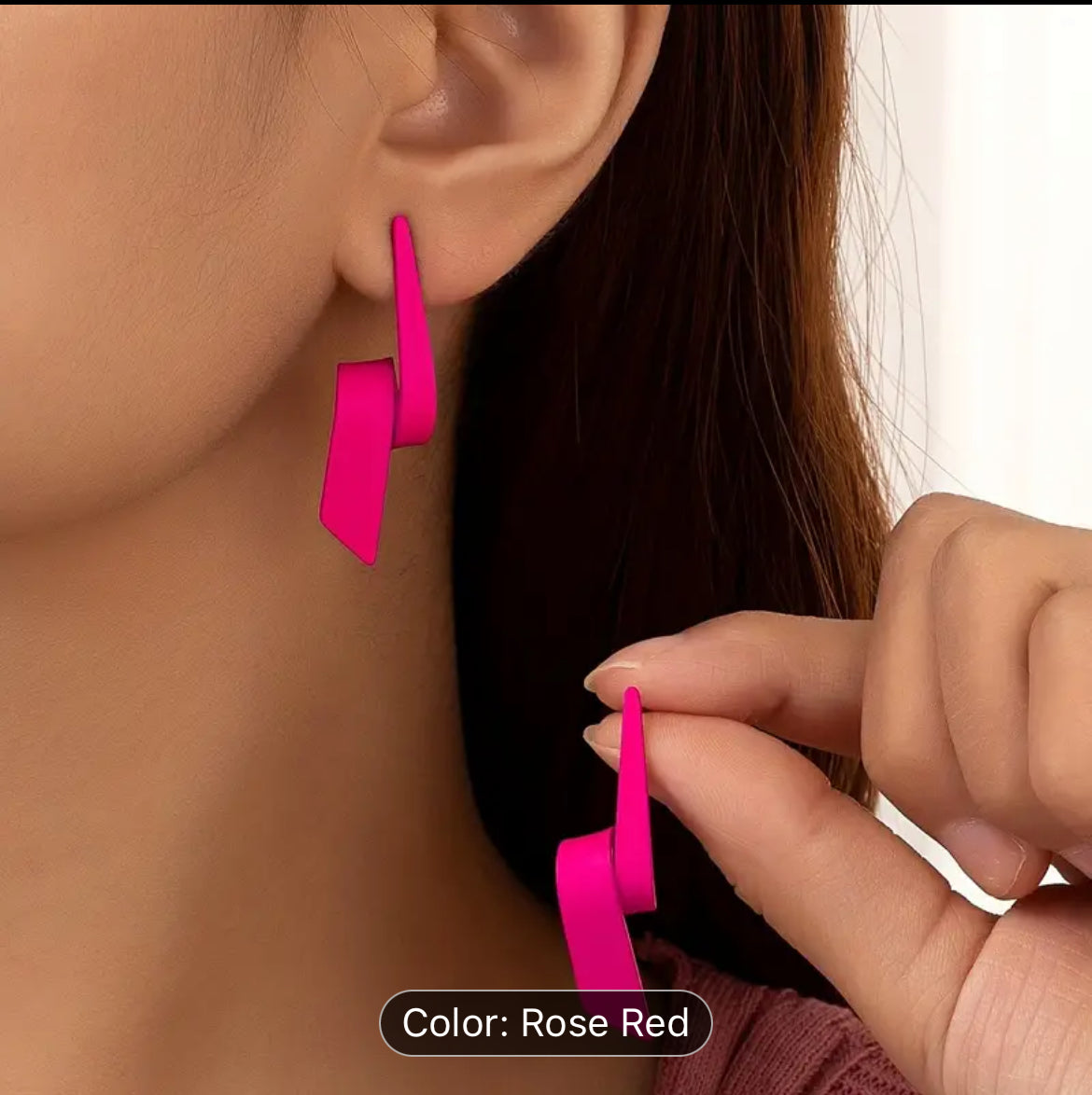 Hot Pink Curl Dangle Earrings (1 Pair) Z0035