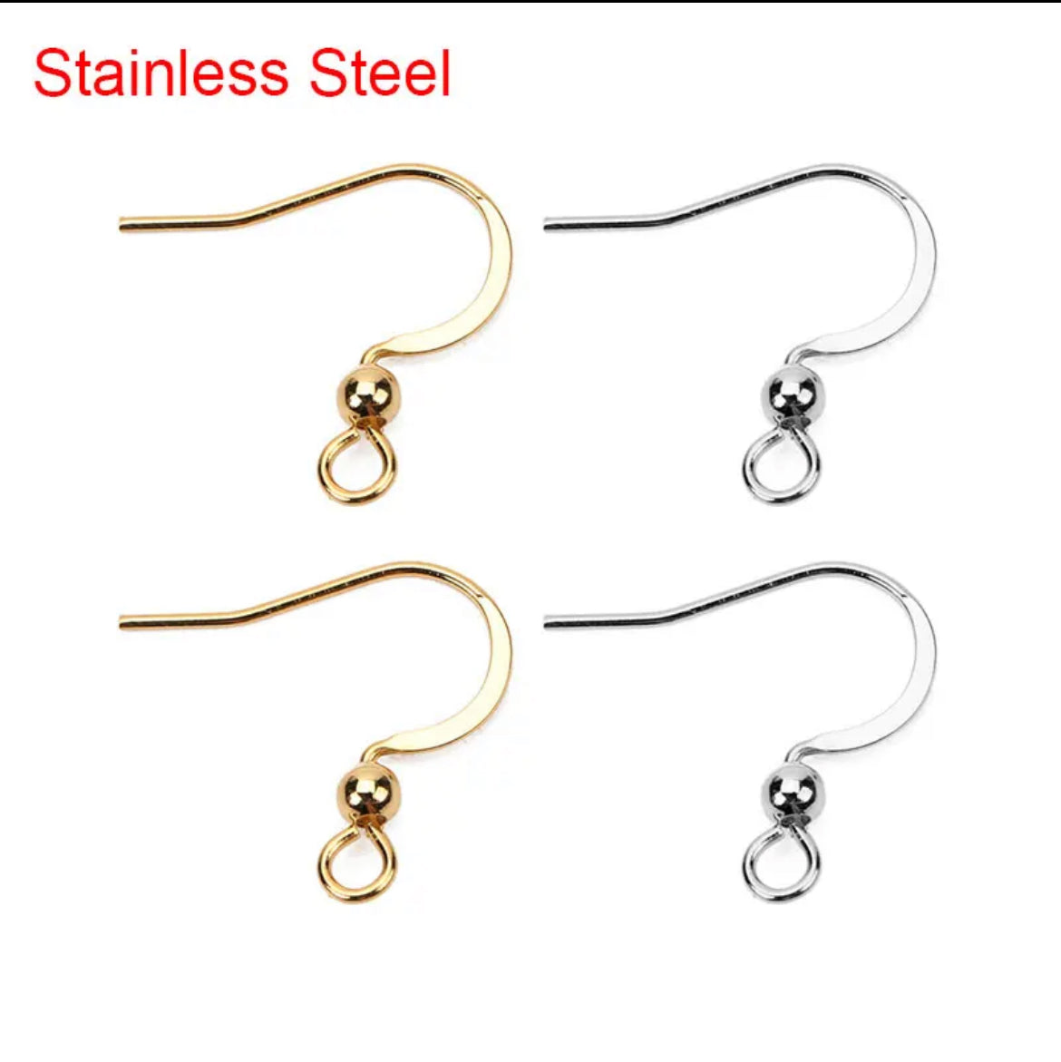 Earring Findings F0390 - Stainless Steel Hypoallergenic Earring Hook (50/pack)