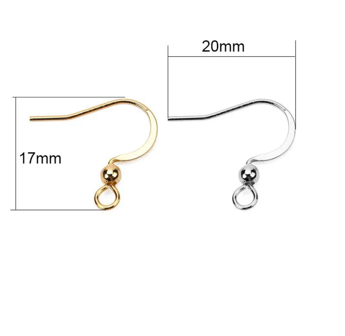 Earring Findings F0390 - Stainless Steel Hypoallergenic Earring Hook (50/pack)