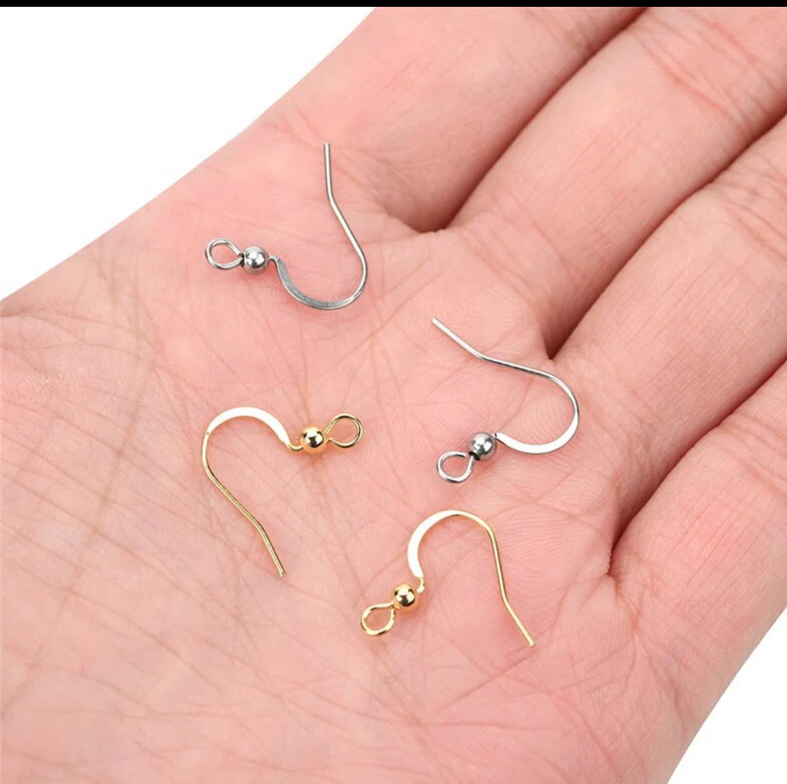 Earring Findings F0390 - Stainless Steel Hypoallergenic Earring Hook (50/pack)