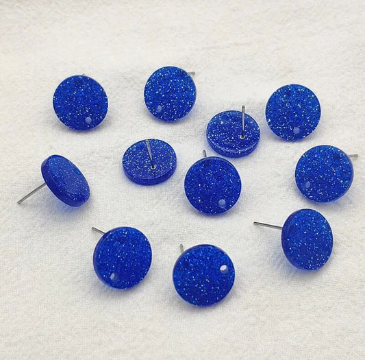 Earring Findings F0373 -  Glitter Acrylic Coin Shape Earring Topper (1 Pair)