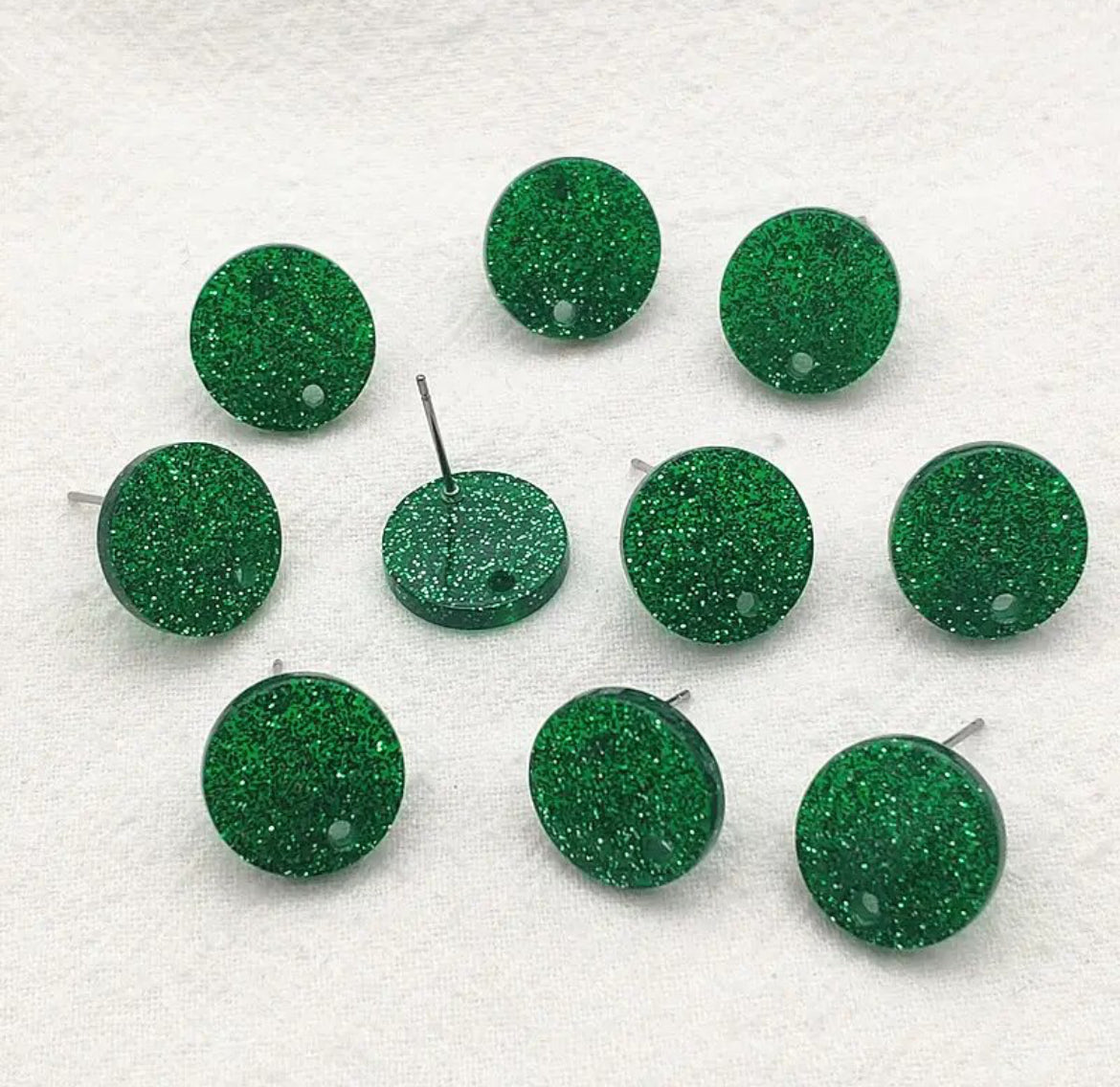 Earring Findings F0373 -  Glitter Acrylic Coin Shape Earring Topper (1 Pair)