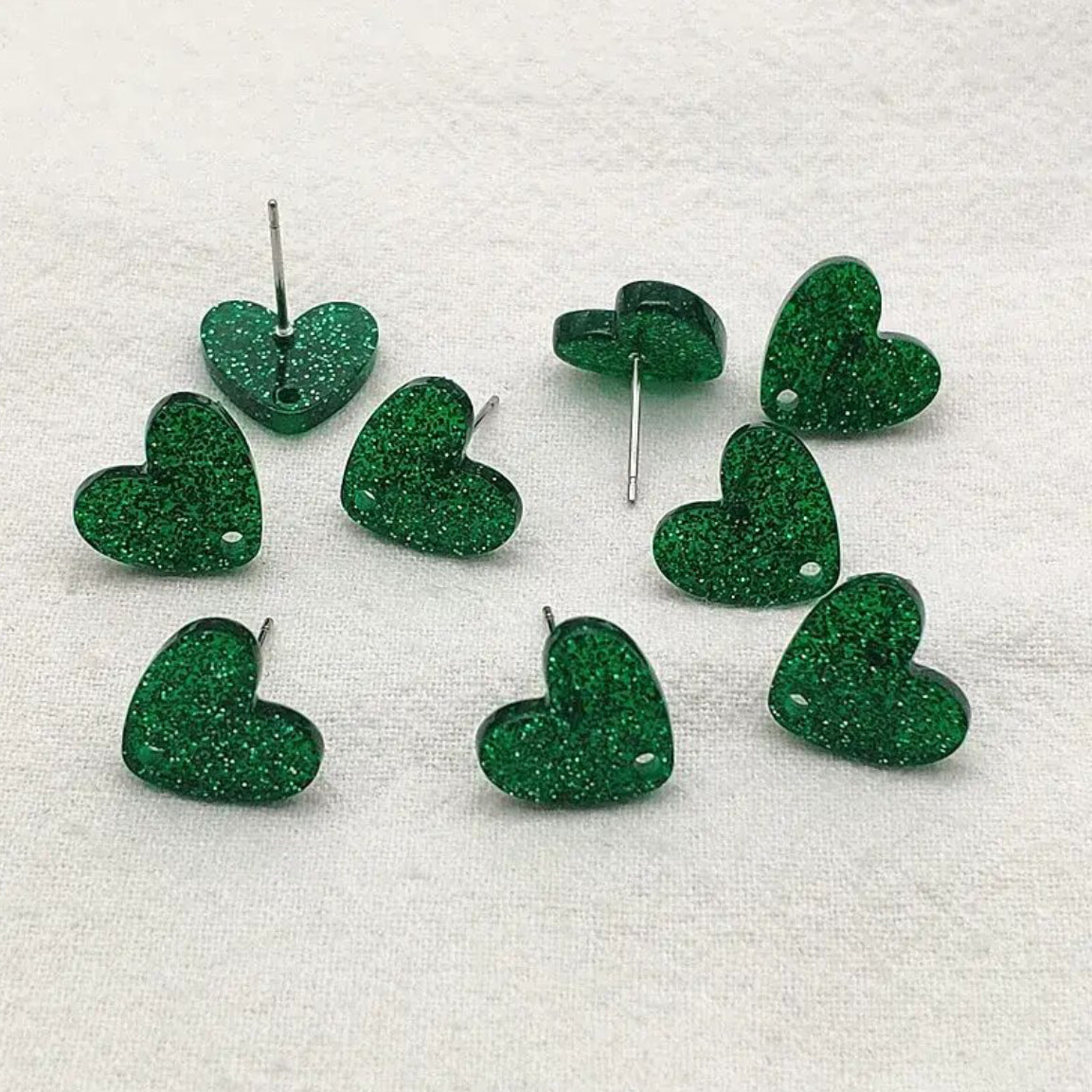 Earring Topper F0392- Glitter Heart-Shape Acrylic 12mm (10ea/pack)