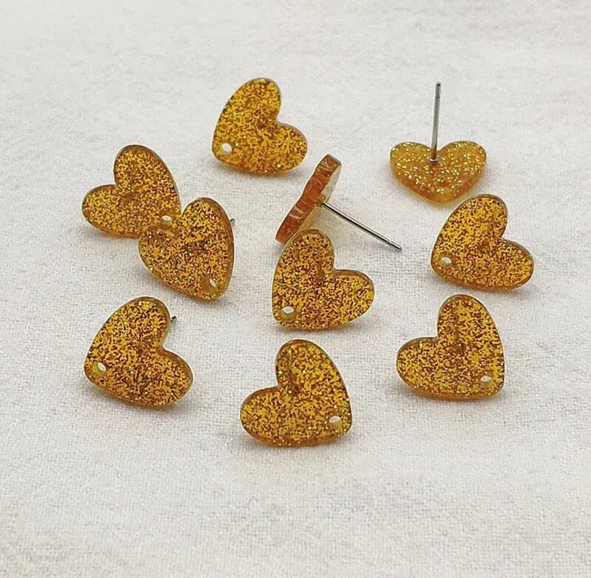 Earring Topper F0392- Glitter Heart-Shape Acrylic 12mm (10ea/pack)