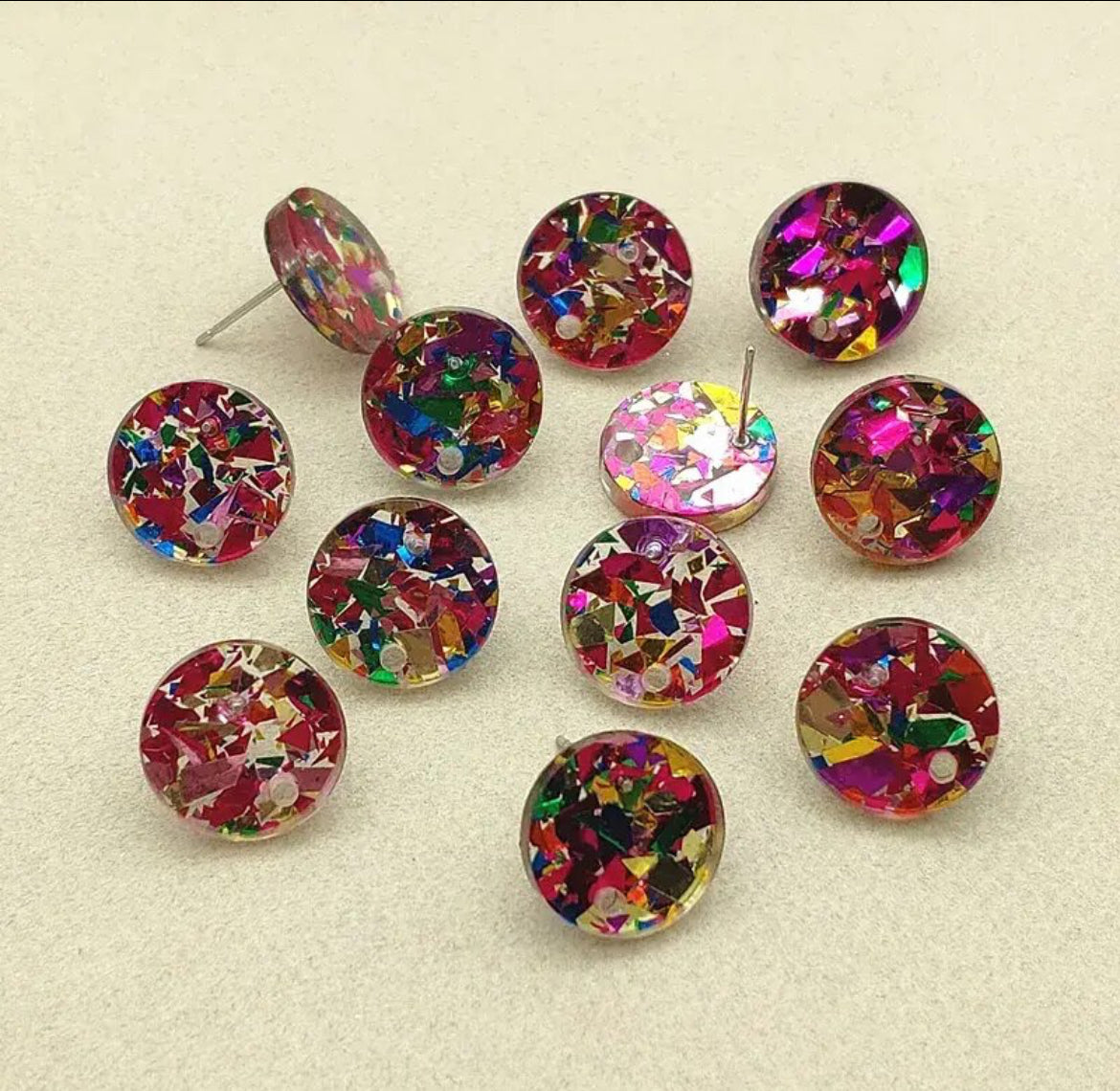 Earring Topper F0391 - Sequin Round Acrylic 14mm (10ea/pack)