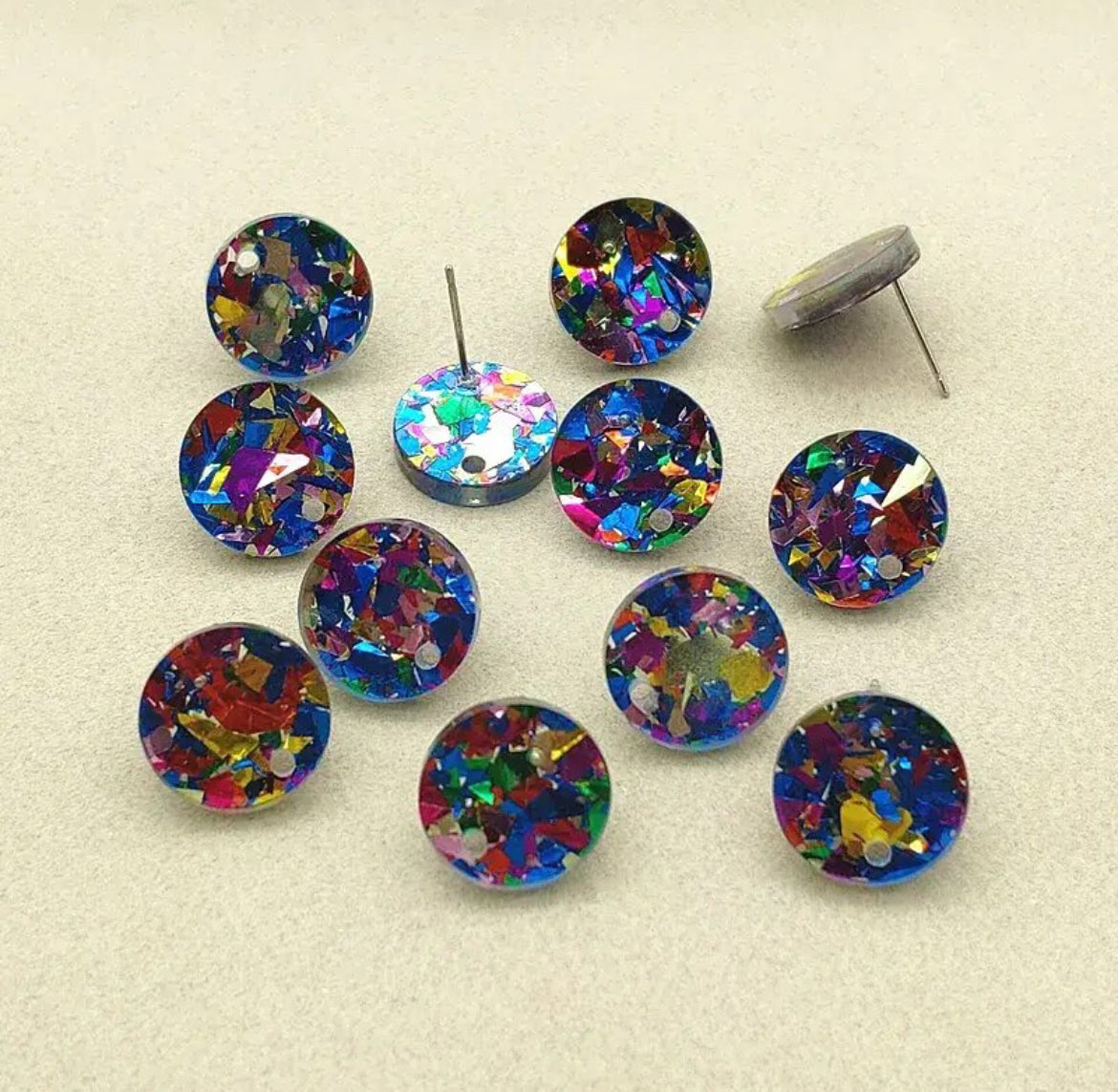 Earring Topper F0391 - Sequin Round Acrylic 14mm (10ea/pack)