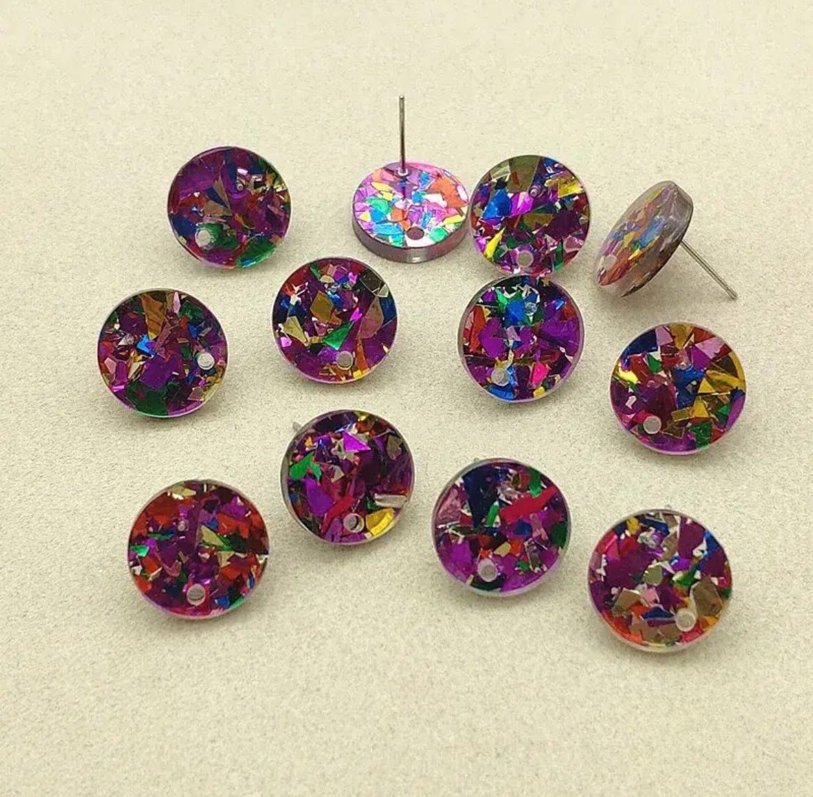 Earring Topper F0391 - Sequin Round Acrylic 14mm (10ea/pack)