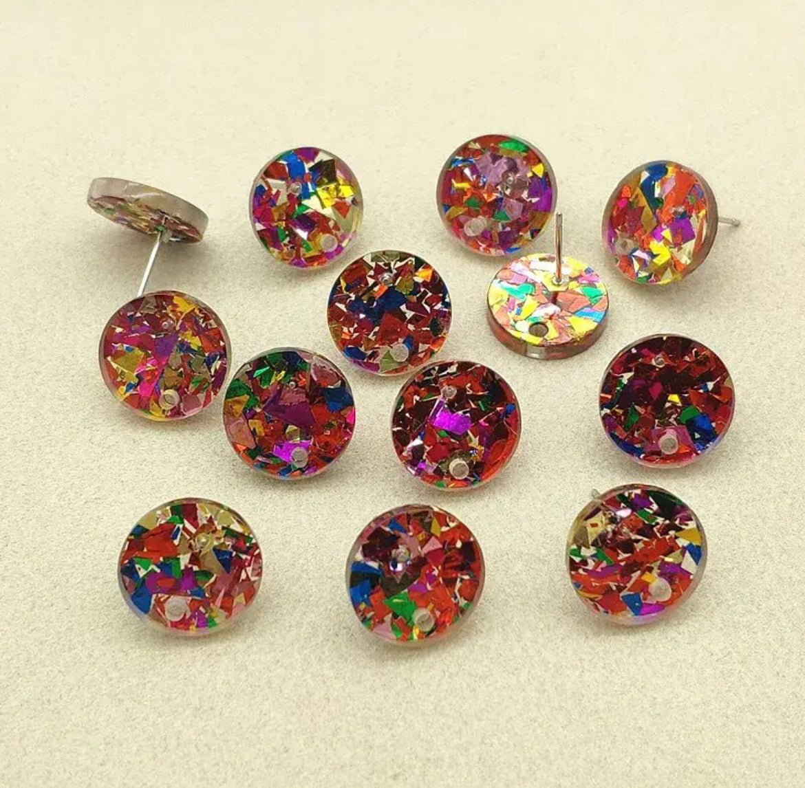 Earring Topper F0391 - Sequin Round Acrylic 14mm (10ea/pack)