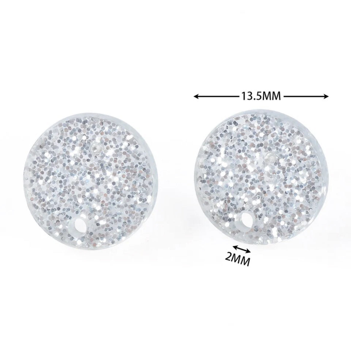 Earring Topper  F0396 - Glitter Round Acrylic 6 colours With 925 Silver Needle 20-Pairs(40ea/pack)