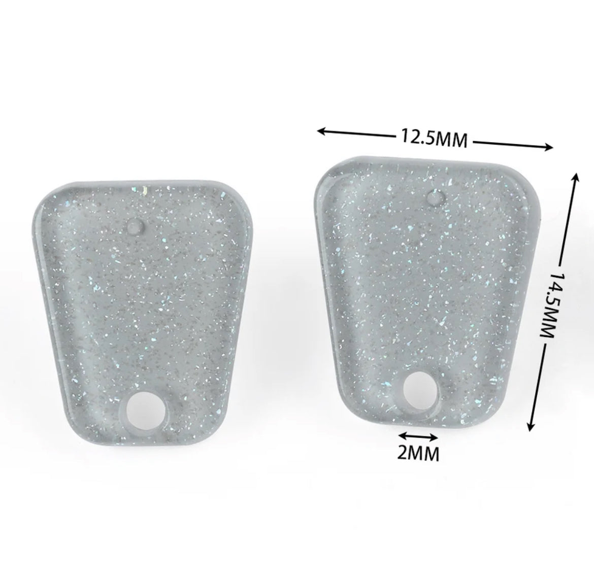 Earring Topper F0397 - Starry Sky Trapezoidal Acrylic With 925 Silver Needle 10-Pairs(20ea/pack)