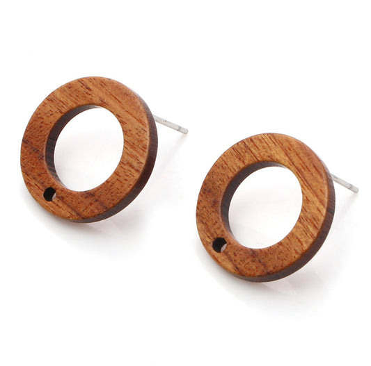 Earring Findings F0401- Wooden Circle Ear Post Stud (10/pack)