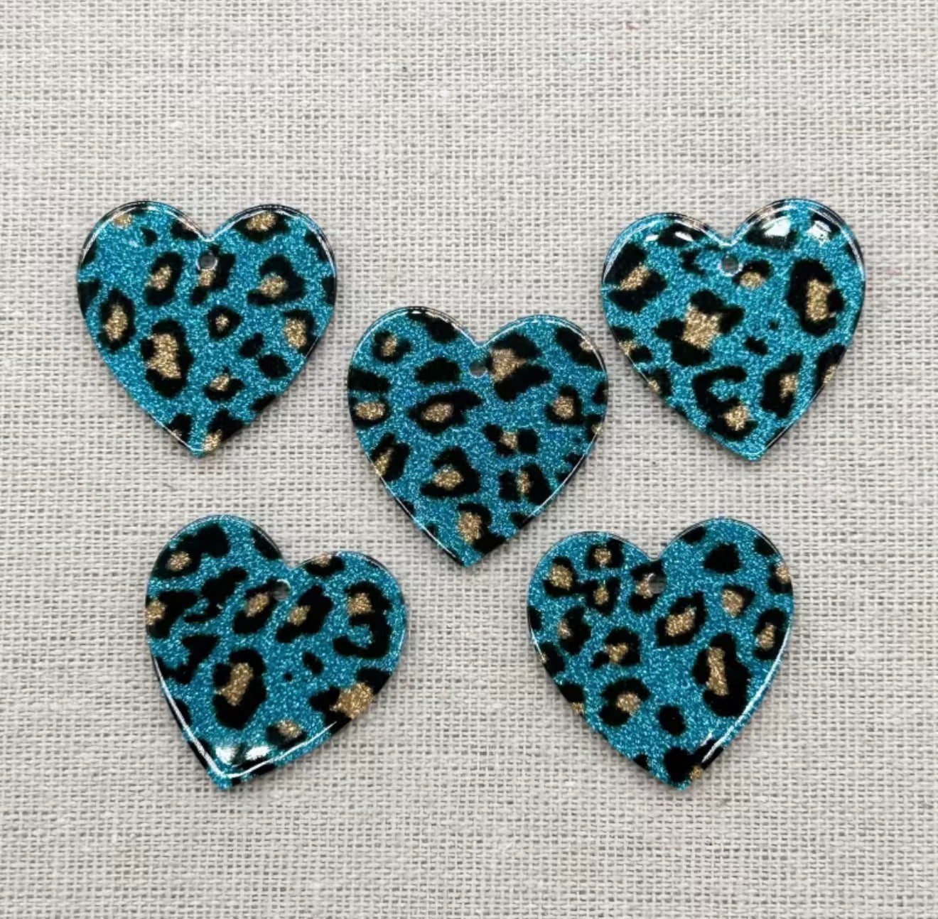 Charms / Pendant E1110 - Acrylic Leopard Print Heart Shape (6 Colors) With Hole - 1 Pair