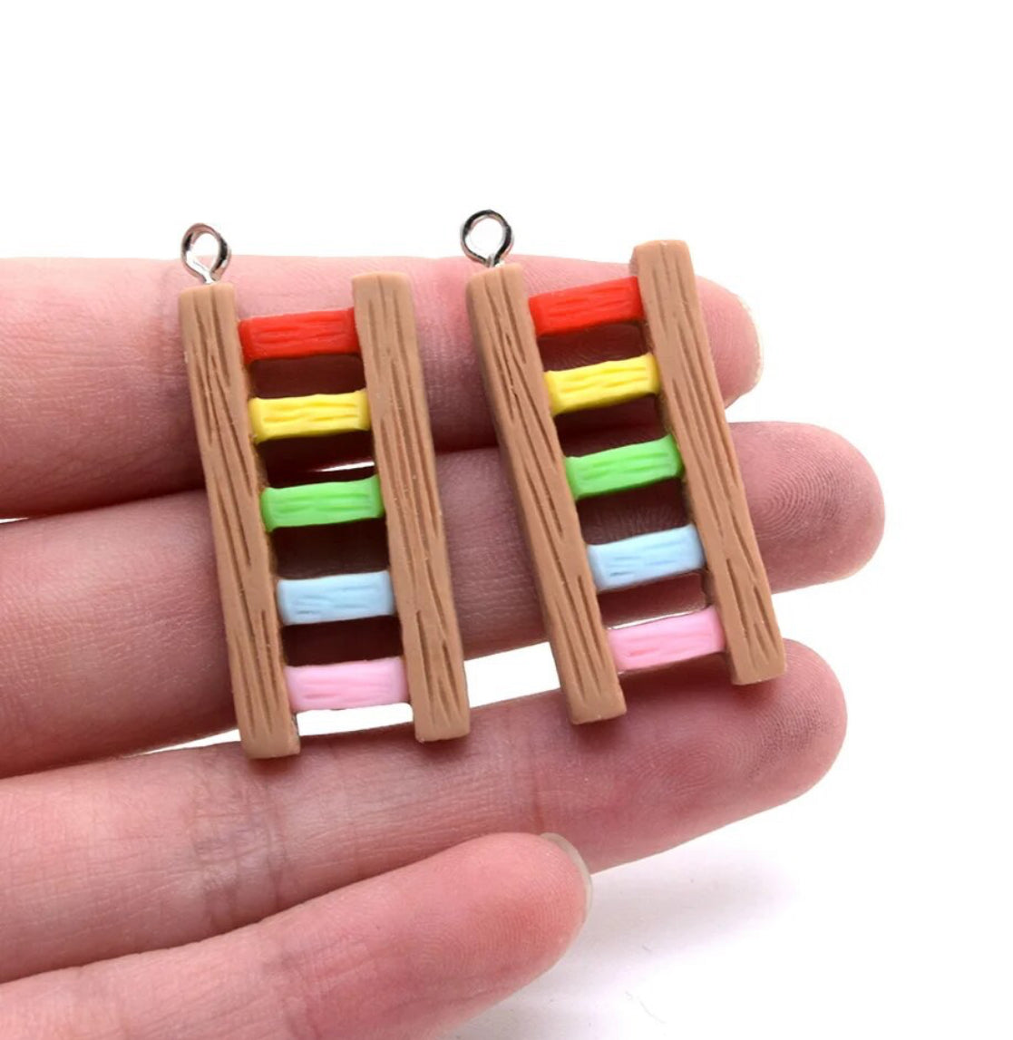 E0619 Mini Colourful Ladder Wooden Charm / Pendant