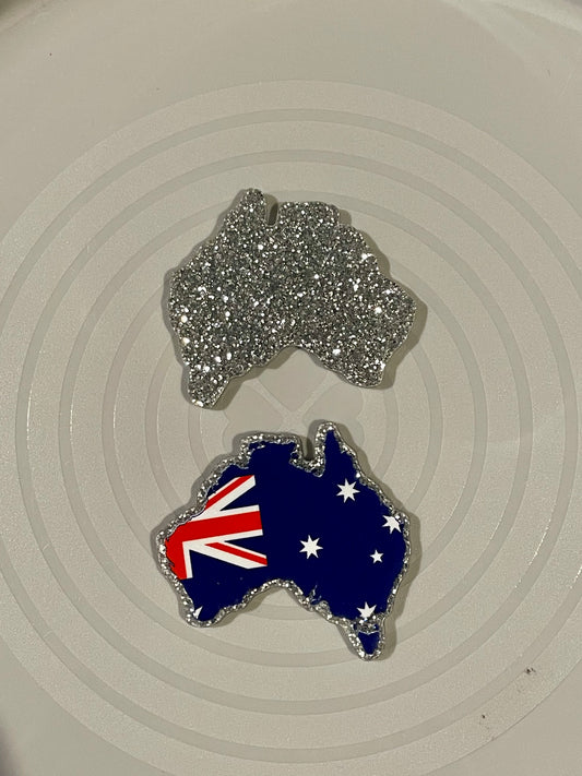 Resin Flatback Planar (Silver Glitters) E0734 - Australia