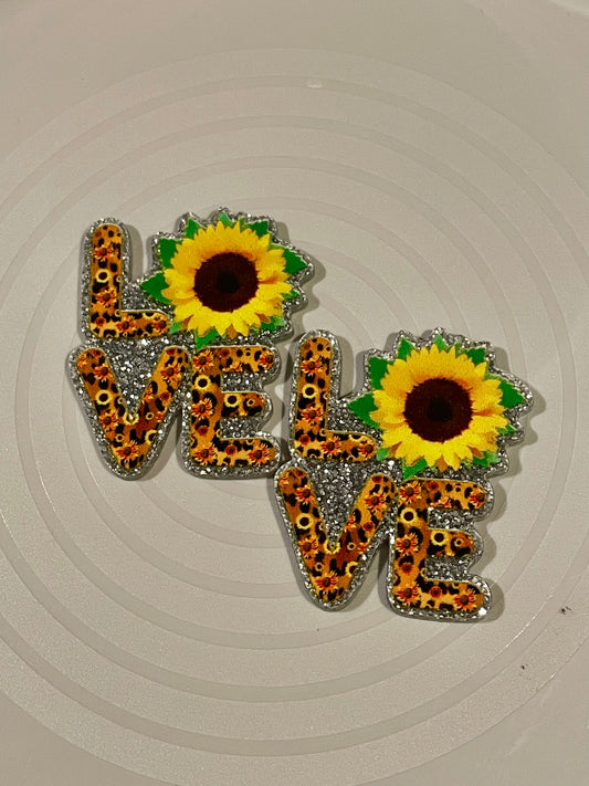 Resin Flatback Planar (Silver Glitters) E0737 - Sunflower LOVE