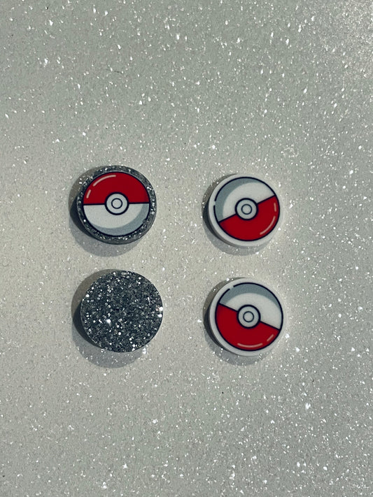 Resin Flatback Planar E0766 - Pokemon Pokeball Stud Size (2 Designs Available)