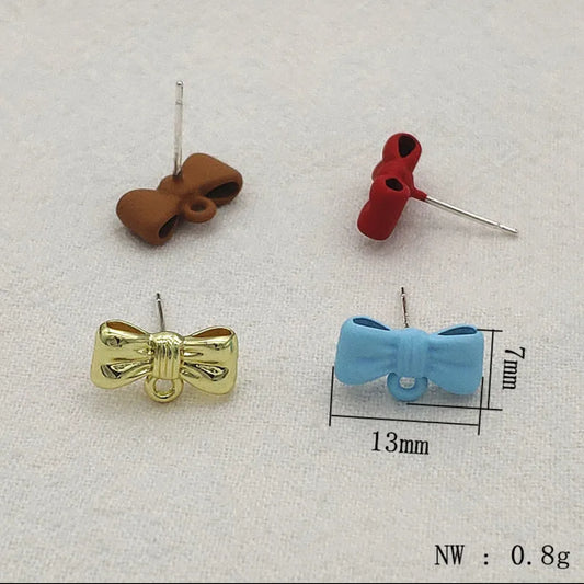 13x7mm Zinc Alloy Earring Topper Ribbon-Bow With Connecting Loop (20ea/pack) (6 Colors Available))