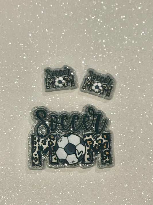 Resin Flatback Planar  (Silver Glitters) E0799  - Soccer Mom (2 Sizes Available)