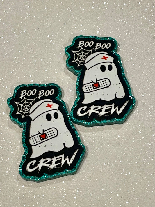 Resin Flatback Planar  (Green Glitters) E0815 - Halloween: Boo Boo Crew (2 Sizes Available)