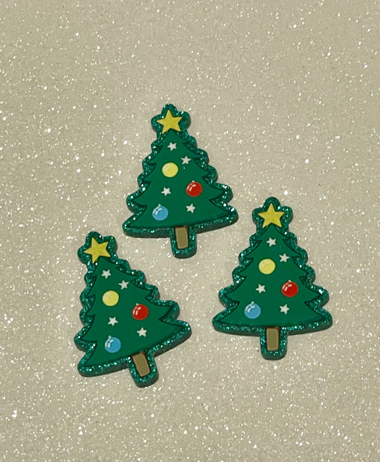 Resin Flatback Planar  (Green Glitters) E0846 - Xmas