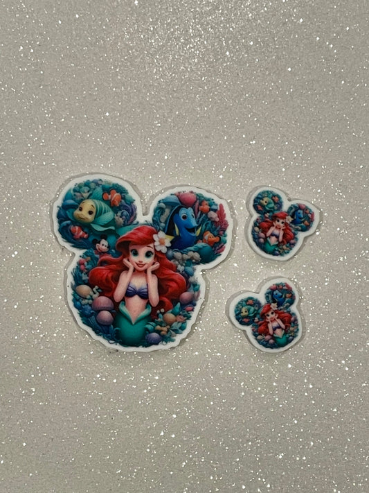 Resin Flatback Planar E0878 - Mickey-Little Mermaid (2 sizes)