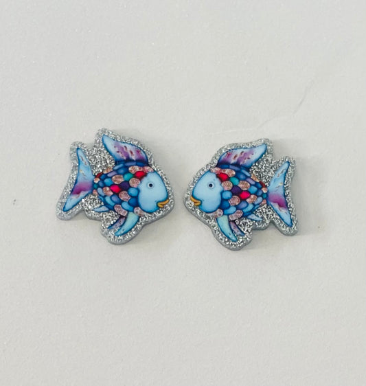 Resin Flatback Planar (Silver Glitters) E0899 - Fish  (2 Profiles, Right & Left Available)