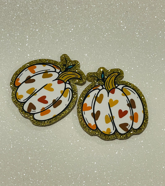 Resin Flatback Planar (Gold Glitters) E0994 - Halloween: Pumpkin