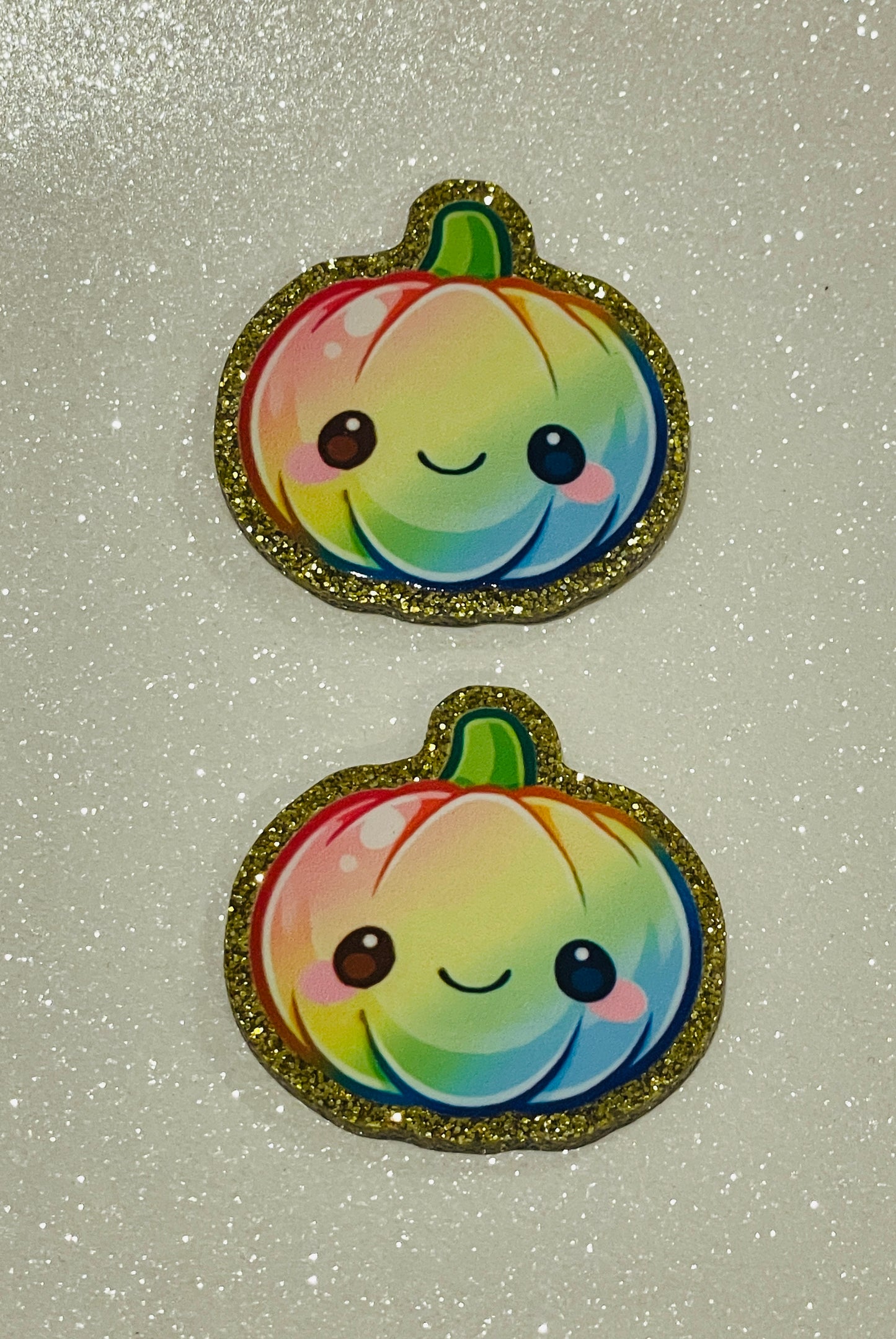 Resin Flatback Planar (Gold Glitters) E0995 - Halloween: Pumpkin