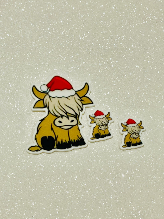 Resin Flatback Planar E0967 - Xmas Highland Cow (2 Sizes Available)