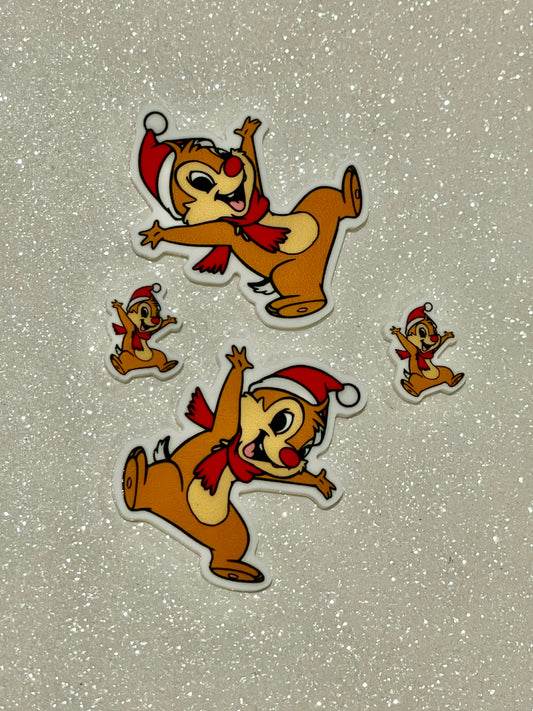 Resin Flatback Planar E0969 - Xmas Chip & Dale (2 Sizes Available)