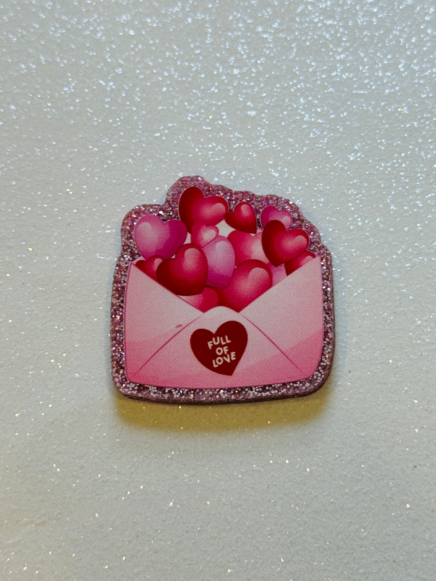 Resin Flatback Planar (Pink Glitters) E1034  - Love (Letter) Valentine's  (27)