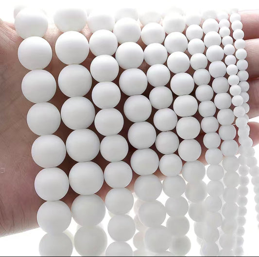 Natural White Matte Stone Beads