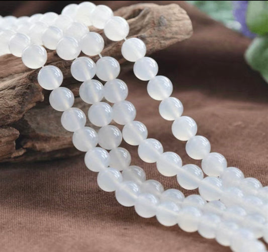 Natural Stone White Agate Beads