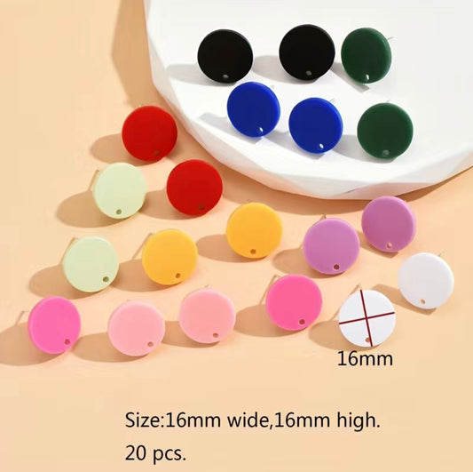 Earring Topper Colourful Round Acrylic 10 colours 10-Pairs(20ea/pack)