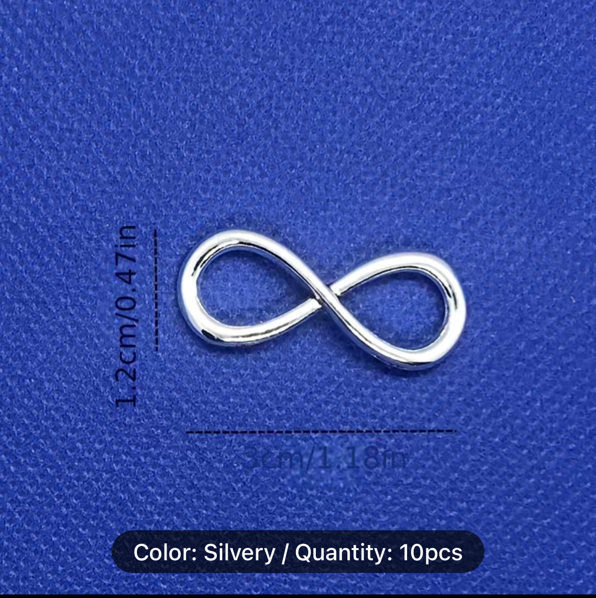 Spacer, Connector or Pendant - Infinity Symbol Silver Plated