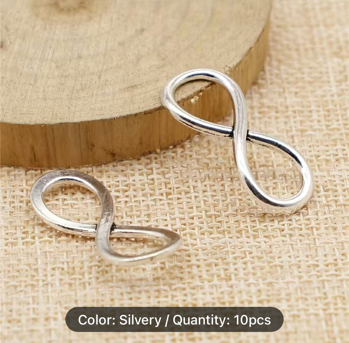 Spacer, Connector or Pendant - Infinity Symbol Silver Plated