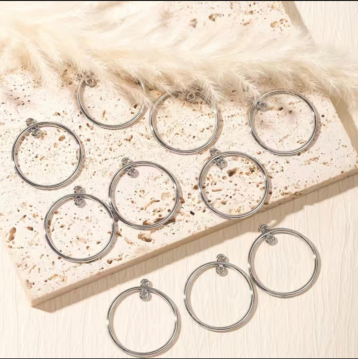 Earring Findings - DIY Silvery Double Circle Accessories (10ea/pack)