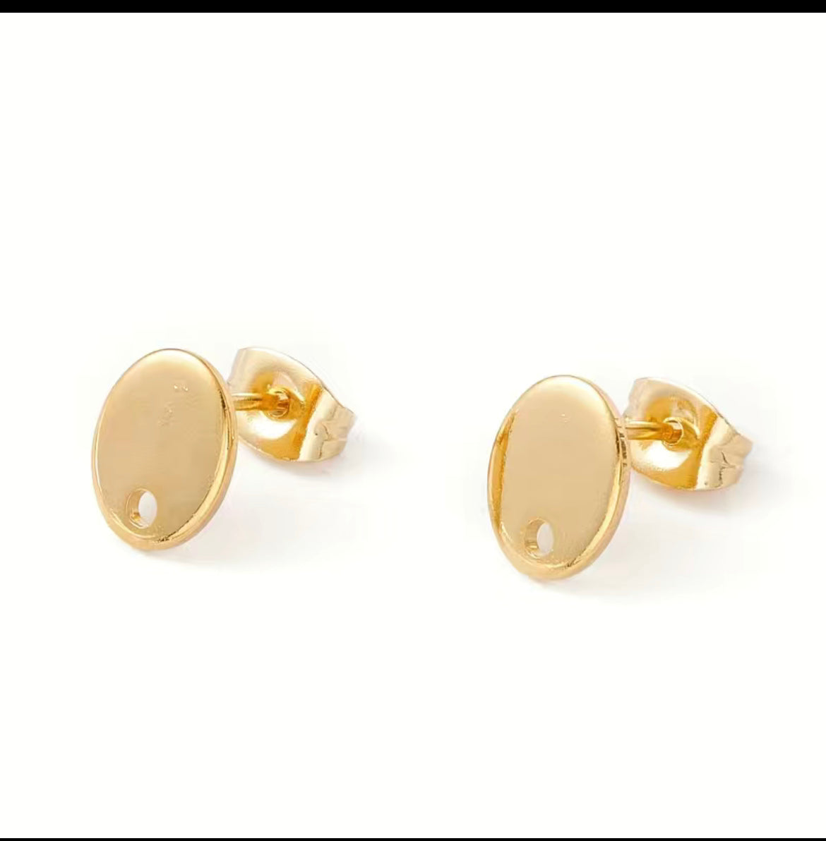 Earring Findings - Golden Color 201 Stainless Steel Stud with Hole and 304 Stainless Steel Pin (10ea/pack)