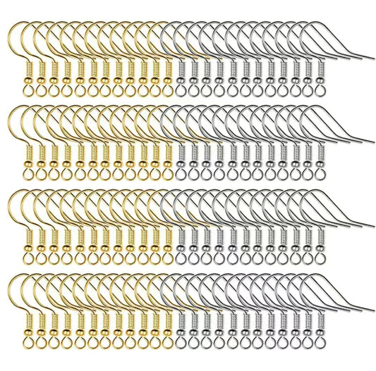 Earring Findings - Stainless Steel Ear Wires Hypo Allergenic Hooks (100ea/pack)