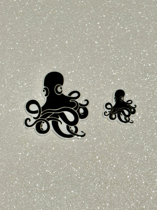 Resin Flatback Planar E1071 - Black Octopus (2 Sizes)
