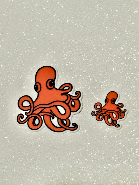 Resin Flatback Planar E1072 - Orange Octopus (2 Sizes)