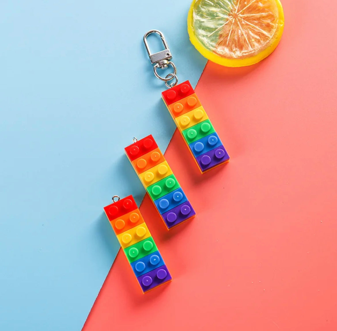 Rainbow Colour Brick Building Block Resin Charm / Pendant