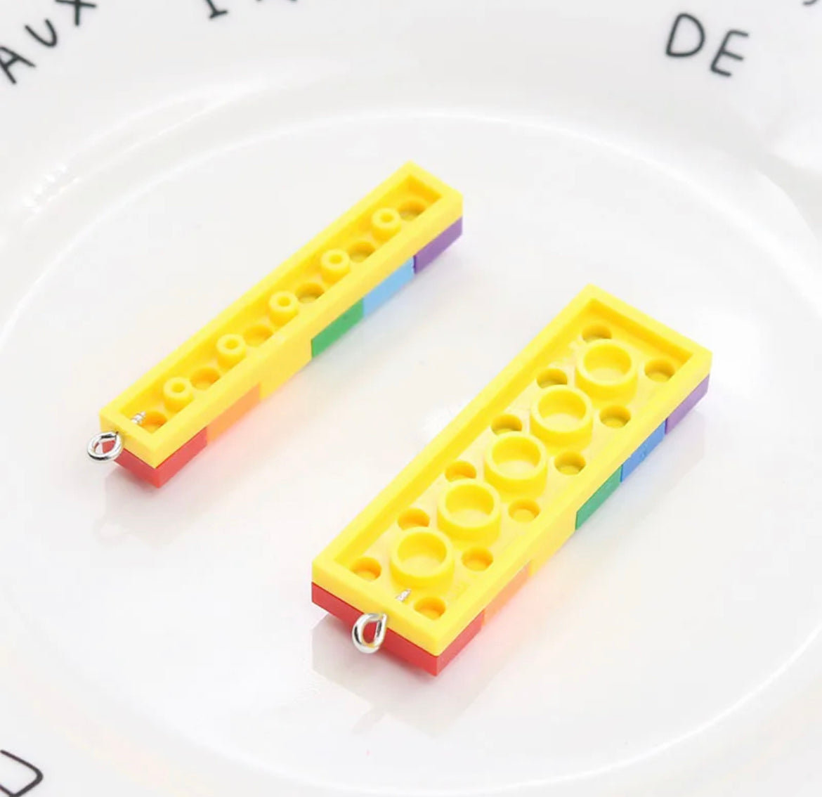 Rainbow Colour Brick Building Block Resin Charm / Pendant