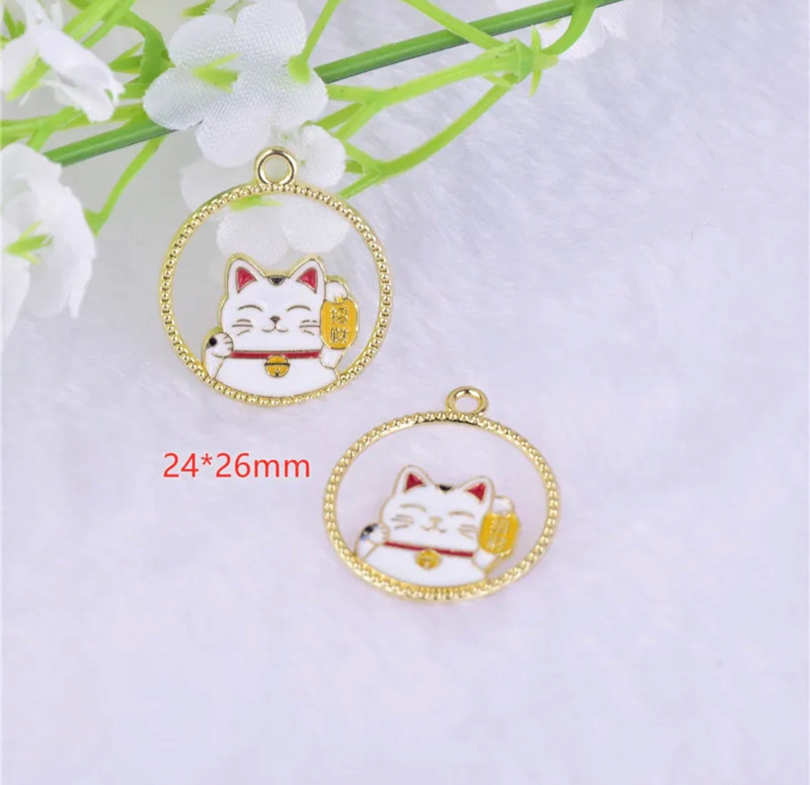 Lucky Cat (Happy Money) Cute Enamel Charm / Pendant