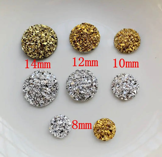 Gold Silver Resin Rhinestone Diamond Flatback