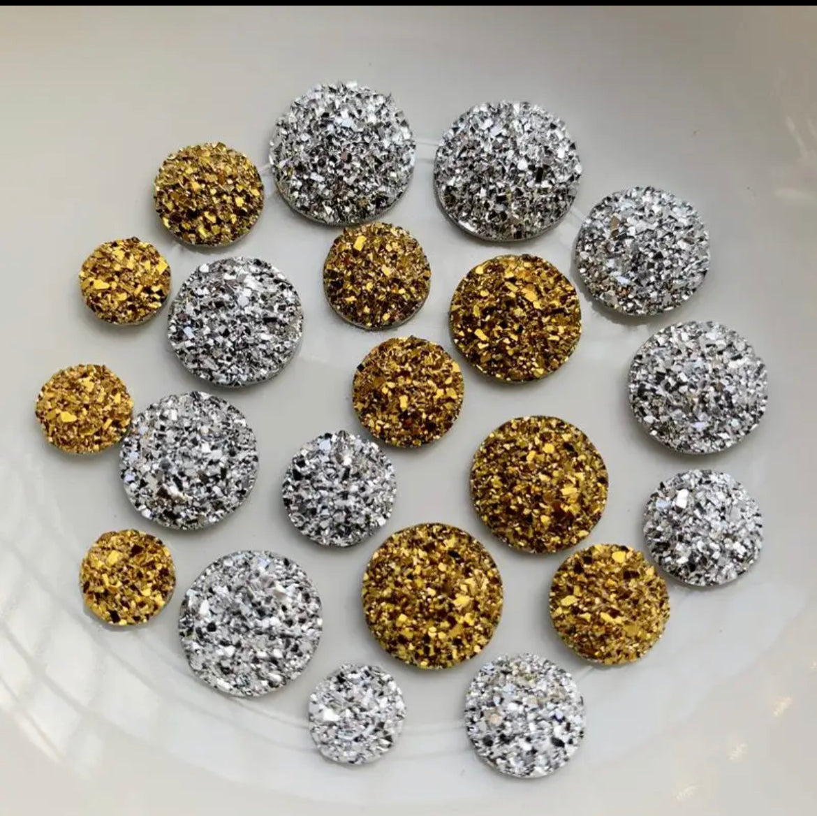 Square Rhinestones Flatback 10mm Gold Resin Base Glitter Crystals