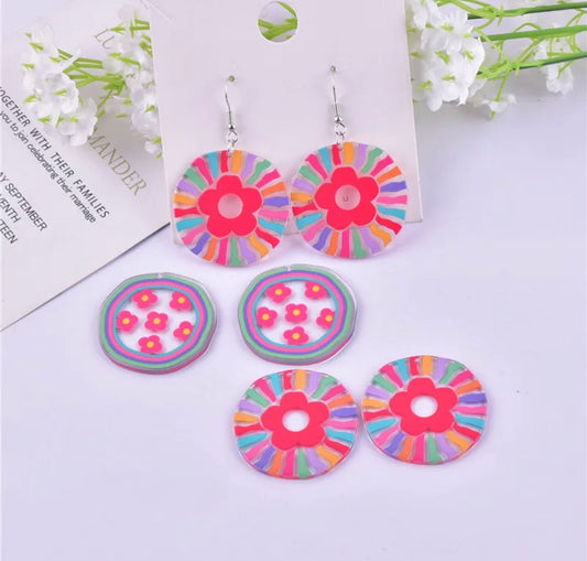 Round Flower (2 Designs) Acrylic Charm / Pendant