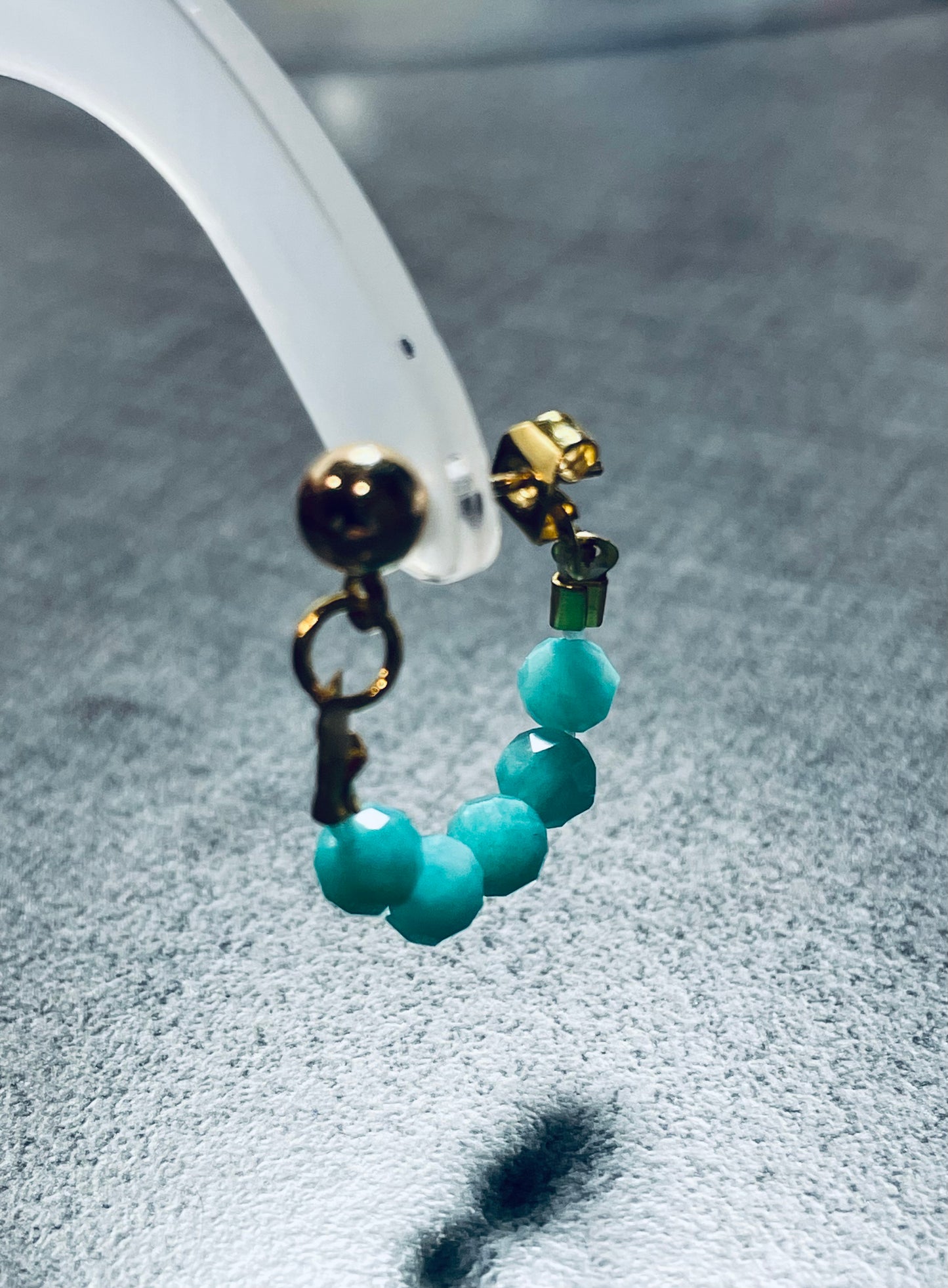 Bead-Loop Earrings Blue Amazonite (1 Pair) - by Bb Gems BB-E0004