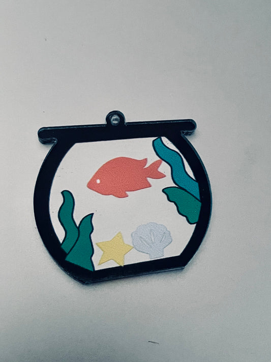 Fish Tank Acrylic Charm / Pendant (with Hole) Resin Flatback Planar